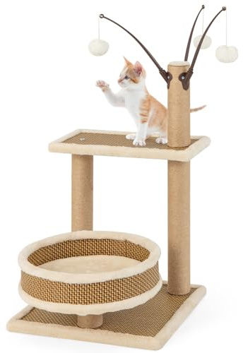 SOARS Petit Arbre à Chat avec Lit, Plateforme, 3 Balles de Jeu, Meuble pour Chat Arbre à Gratter, 40 X 40 X 80 CM