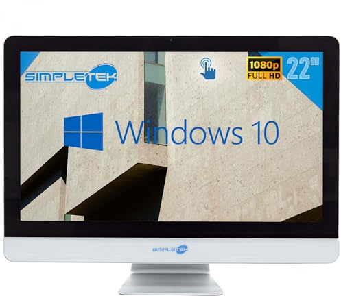 SIMPLETEK - Ordinateur Tout-en-Un Tactile | 8 Go de RAM | SSD 240 Go | Écran Full HD 22 Celeron 3120M 2,5 GHz Windows 10 Pro | 8 Go de RAM | SSD 240 Go | Webcam | Haut-parleurs internes