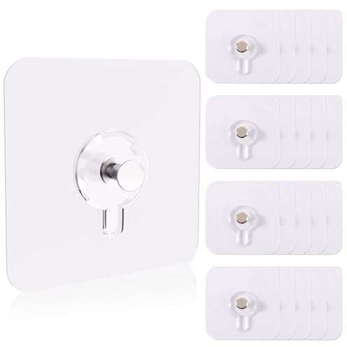 20 Pcs Self-Adhesive Picture Hooks, 6kg Load Capacity, No Drilling or Nailing Required,Transparent Waterproof Heavy Duty Wall Stickers for Bathroom Kitchen