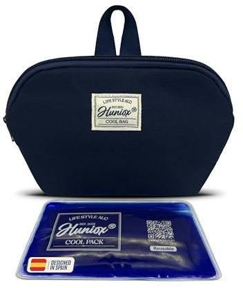 Huniox® Bolsa Porta Alimentos Trabajo – Portaalimentos Termica Trabajo – Lunch Box Adultos – Nevera Portatil Tela – Bolsa Termica Pequeña – 24,5×14×10 cm · 3L (Blue, Snack)