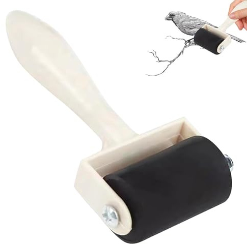 Aznever Rouleau Caoutchouc - Rouleau Papier Peint Manche Bois | Pinceau et Applicateur d'encre pour Scrapbooking, Impression, Papier et Création