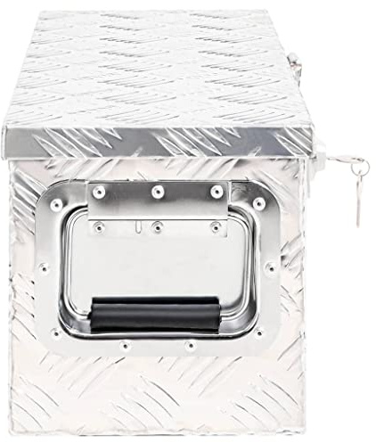 ACAGALA Alubox 60 x 23,5 x 23 cm, Alukiste mit Deckelüberstand Verschließbar aus Aluminium Riffelblech, Deichselbox Truckbox Transportbox, Silber