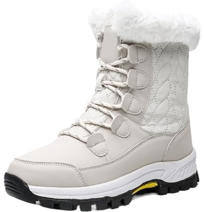 Chaussures de Snowboard d'extérieur for femmes, bottines neige chaudes et épaisses en peluche, imperméables antidérapantes, bottes hautes for dames, hiver(WHITE,Color-31)