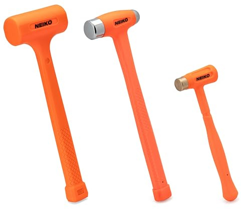 NEIKO 02889A Dead Blow Hammer Set, 3-Piece Variety Pack, 1-1/2 LB Deadblow, 12oz Brass Cap, 16oz Ball-Peen, Brass, Dead Blow Mallet, Soft Blow