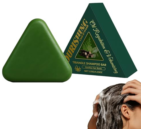 NHPY Champú Sólido Triangular Natural,Cjabón Triangular Verde Para El Cabello,Calmante y Fortalecedor