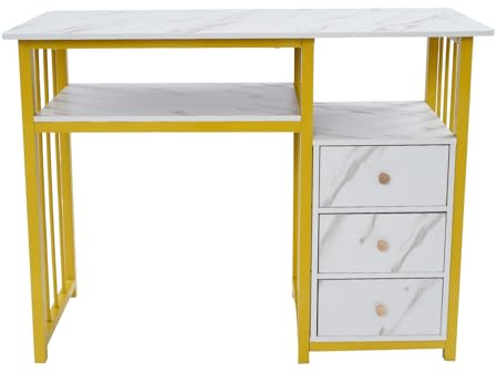 Treeisland Escritorio con 3 cajones, mesa de manicura, tocador con cajones, mesa de ordenador para salón, salón de uñas, 100 x 40 x 76 cm