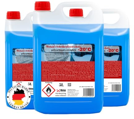 WWotan Solutions Wotan's 15 Liter Scheibenfrostschutz - 20 Grad | Frostschutz für die Auto Scheibenwaschanlage | Scheibenfrostschutz Konzentrat 15L (3 x 5L) | Frostschutzmittel Scheibenwaschanlage