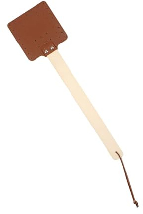 PANGBOER Matamoscas flexibles hechos a mano con mango de madera de haya y cabeza de piel sintética suave para todos los entornos hechos a mano