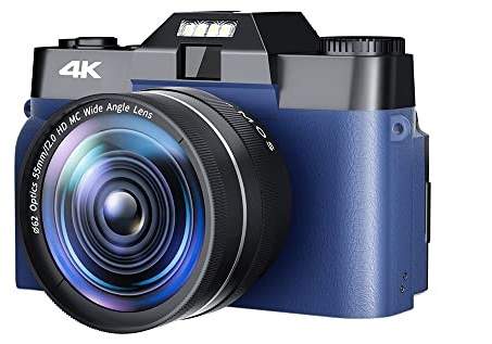 Appareil Photo numérique, 48MP Vintage Appareil Photo Numérique Objectif Grand Angle Enregistreur Photographique 4K Compact Caméscope Blogger Vlogging Caméra Vidéo(No TF Card,with Wide 01)