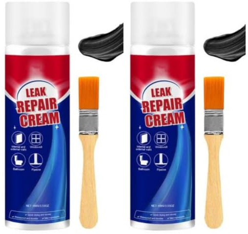 100ml*2 Leak Repair Cream, Étanchéité Toiture Spray Imperméabilisant, Spray Etancheite Exterieur Avec Pinceau, Produits D'étanchéité Pour Carrelage Toit Gouttière Fenêtre Tuile Béton Toilettes