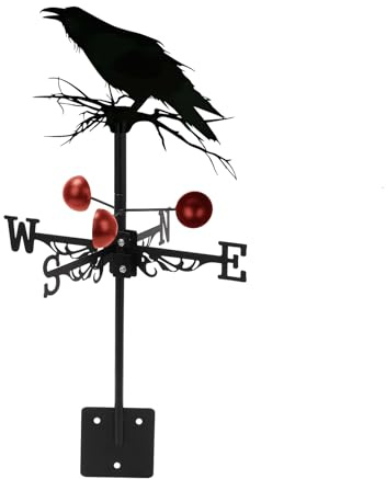 RKYRRKI Paleta meteorológica con soporte, diseño retro de gallo, paleta de viento de metal resistente para pronóstico del tiempo, veleta de gallo de metal para indicador de dirección del viento y