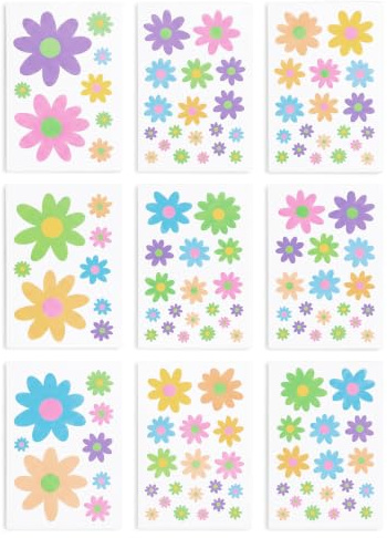 Merzio 138Pcs Colorful Daisy Window Clings and Wall Decals, Double-Sided Boho Floral Stickers for Glass Windows, Spring Summer Anti-Collision Suncatchers for Home Office Classroom Decor