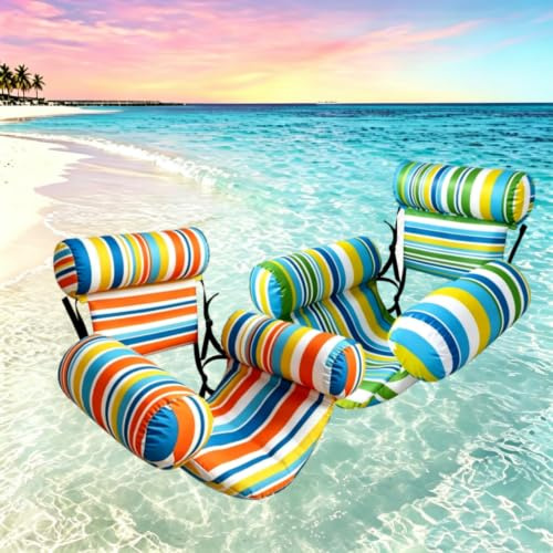 2X Aufblasbare Pool-Hängematte für Erwachsene, Verstellbare Poolliege mit Rückenlehne und Armlehnen, Poolsessel für Poolparty, Sonnenbaden und Sommerurlaub