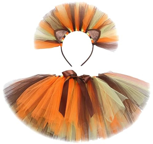 Disfraz para niños, niñas, carnaval, danza, fiesta, disfraz de dibujos animados, faldas de ballet, juego para el pelo, caqui, 6-7 años