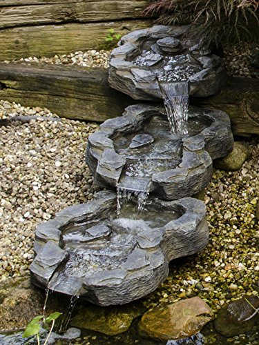 Köhko, cours d'eau en 3 parties Estuaire de l'Elbe, aspect pierre naturelle 140016 Extension de la cascade d'environ 140 cm x 40 cm, 1 litre, gris