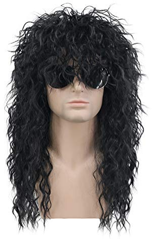 karlery 70er 80er Jahre Rocker Metal Vokuhila Perücke Herren Lang