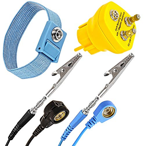 Minadax Erdungsbaustein + Manschette mit 1,70m Verlängerung - Innovativer ESD Antistatik Erdungsstecker - 2 x M5-1 Megaohm