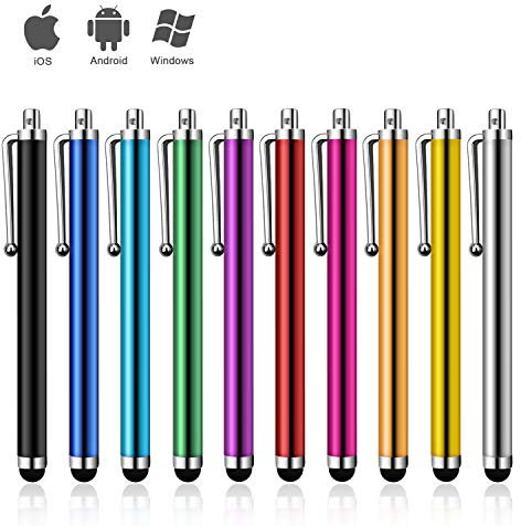 Mixoo Stylus Pen 10 Pack Universal Capacitive Touch Screen Pens for iPad, Tablets, Smartphones, Samsung Galaxy - Multiple Colors