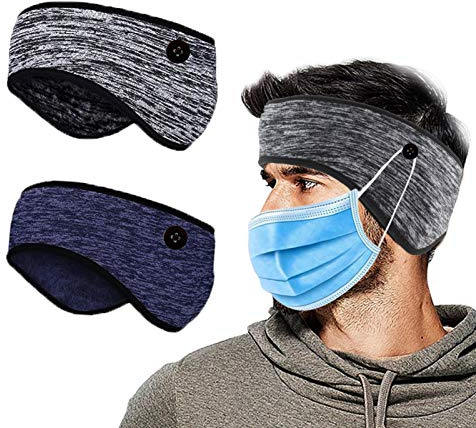TaimeiMao Sport Stirnband Winter für Damen und Herren,2 Stück Sport Stirnband Ohrenwärmer,Winter Sport Kopfband,für Laufen,Joggen,Fahrrad und Motorrad Fahren