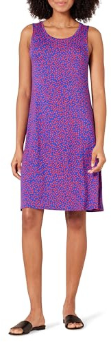 Amazon Essentials Abito Swing a Canottiera (Taglie Forti Disponibili) Donna, Blu Marino Rosso Pois, XL