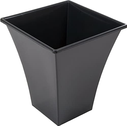 Rammento Macetero cuadrado grande de 31 cm, color negro brillante, juego de 2, para uso en interiores y exteriores, apilables, resistentes a la intemperie, fabricado en Reino Unido, ideal para