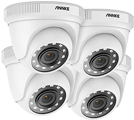 ANNKE Set di 4 telecamere di sorveglianza esterne da 2 MP, Full HD 1080p per sistema di sorveglianza DVR, telecamera di ricambio per registratore DVR con doppia illuminazione intelligente, visione