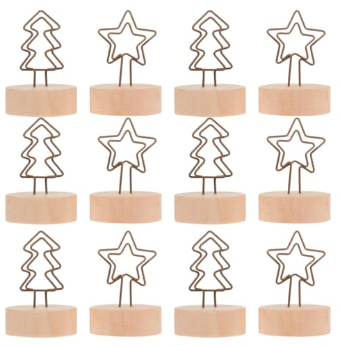 Garneck 12 Stücke Tischnummer Kartenhalter Stern Baum Form Tisch Foto Halter Metalldraht Tisch Bild Standplatz Platz Kartenhalter Menü Clips für Hochzeit Büro Weihnachten Party Dekoration