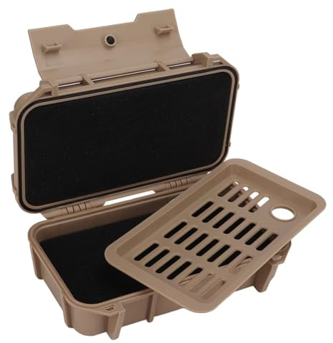 Jadeshay Wasserdichter Hartschalen Werkzeugkoffer, 2 Schichten ABS Kunststoff Aufbewahrungs Werkzeugkasten mit Schaumstoff für Outdoor Camping 21 x 13,3 x 6,5 cm(Double Layer Box, Ton)