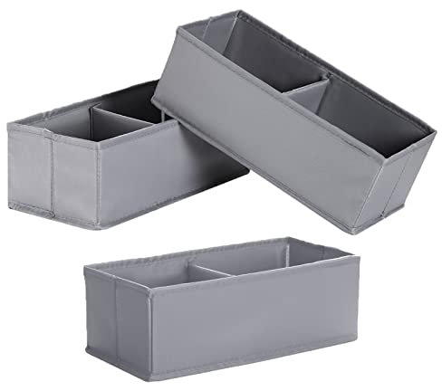 IHOMAGIC set di 3 Organizer per cassetti, Scatola di Immagazzinaggio Pieghevole, Organizer Cassetti Bagno - Divisori per cassetti per Biancheria intima, Calze, Cravatte, Sciarpe, Cosmetici 28x13x10cm