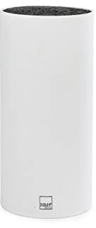 H&H Ceppo Porta Coltelli in Polipropilene Bianco con Listelle in Polipropilene Nere, Forma Tonda, 11x22hcm