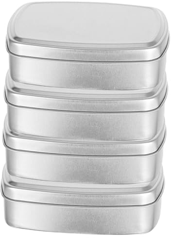 COHEALI Aluminium-Blechdosen 4 Stück Rechteckig Leer Aufklappbare Dose Mit Deckel Aluminiumdose Zur Aufbewahrung Von Stiften Süßigkeiten Schmuck Basteln