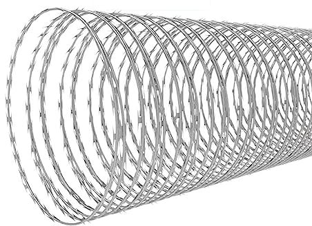BESNUT Stacheldraht, Stacheldraht, Ziehharmonika-Draht, verzinkter Stahl, Stacheldrahtzaun, Rasierzaun, Doppelspirale (Color : 10m/33ft, Size : Coil diameter-50cm)