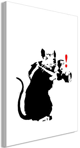 murando - Akustikbild Banksy Paparazzi Rat Bilder Akustikschaum Hochleistungsschallabsorber Schallschutz Leinwand 1 tlg Wandbild Raumakustik Schalldämmung Ratte Tiere Paparazzi