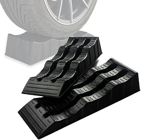 CHROMEMASTER | Auffahrrampen, Auffahrkeile für Wohnmobil, Nivellierungskeile für Camper, Ausgleichskeile für Wohnwagen; 2 Stück | Wohnmobil-Rampen zur Ausrichtung Ihres Fahrzeugs; Robuster Kunststoff