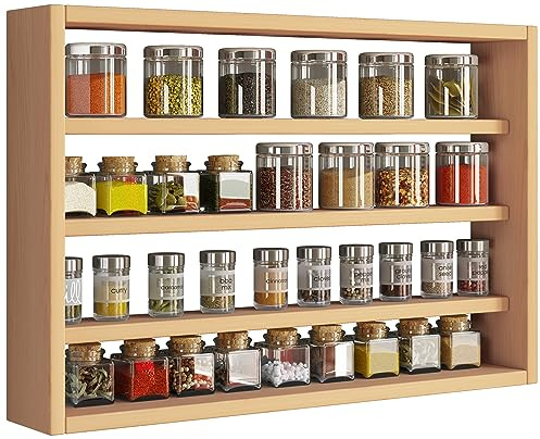 VCM Hängeschrank 60x10x40 cm 4 Fächer Regal Wandschrank Wandmontage | Stauraum für Geschirr, Gewürze und Vorräte - Küche und Wohnbereich - für Paare - Holzwerkstoff, pflegeleichte Oberfläche
