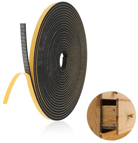 6M Draft Excluder Tape, Adhesive Window Seal Strip, Black Insulation Tape for Winter Windbreaks, Noise Reduction - 6mm(W) x 3mm(T)