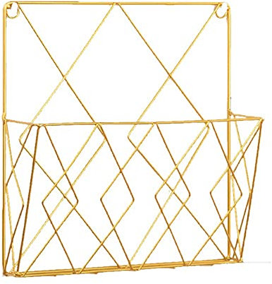 ItzZa Metall-Bücherregal zur Wandmontage, für Zeitschriften, Zeitungen, Aufbewahrungsregal für Zuhause, Büro, Bücher, Zeitungen, Dateien, Ordner, Schreibtisch, Tischständer, Gold (Gold)