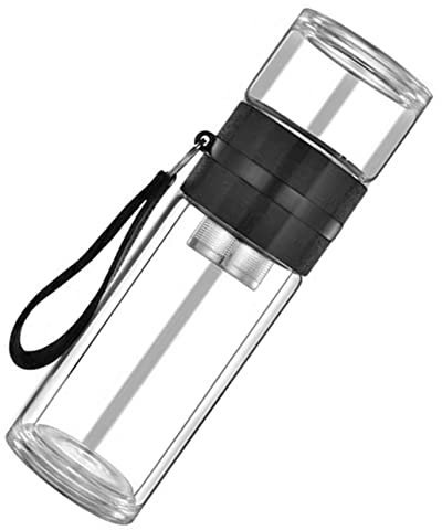 MAGICLULU Doppelwandige Glas Teeflasche Mit Tee-sieb Und Wasser-tee-trennfunktion Aus Hitzebeständigem Glas Für Büro Und Unterwegs Leichte Reinigung Bpa-frei Komfortabler Trinkrand Für Losen