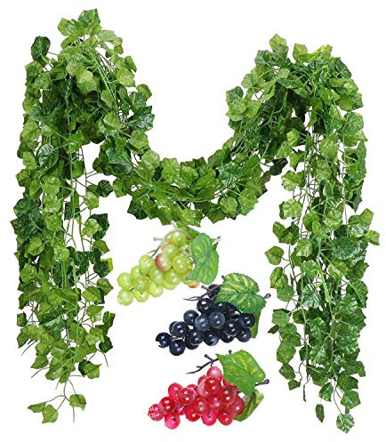Seprendi 12 hebras de vides artificiales de uva con 3 cuerdas para boda, fiesta, hogar