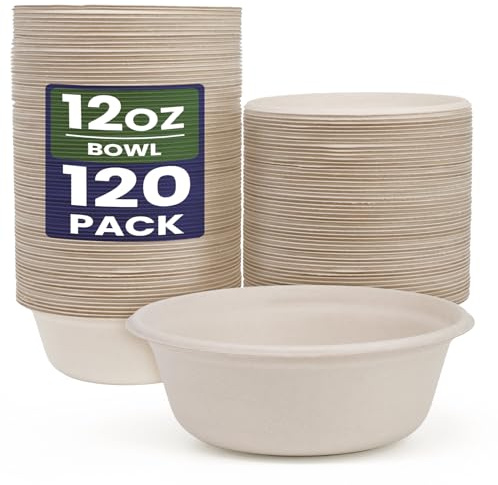 GreFusion Ultra Unbleached Einwegpapierschalen 350ml Papierschalen 120 Stück aus Zuckerrohr biologisch abbaubar