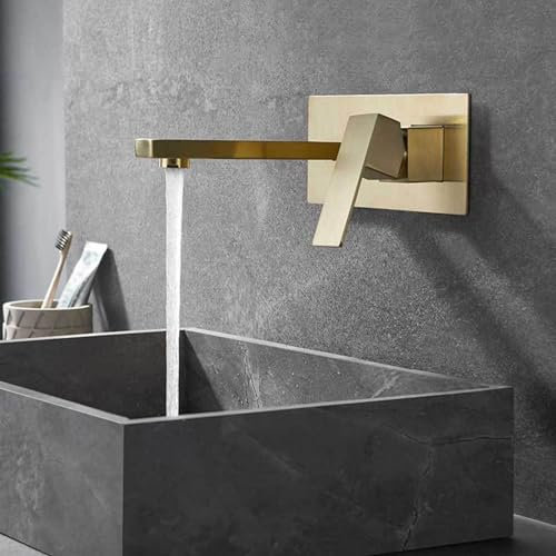 Wasserhahn Bad Mischbatterie Waschbecken Badezimmer Armatur Unterputzarmatur Einhebelmischer Warm Kalt Gold Gebürstet Badarmatur Waschbeckenarmatur Badarmaturen Mischbatterie Waschtischmischer