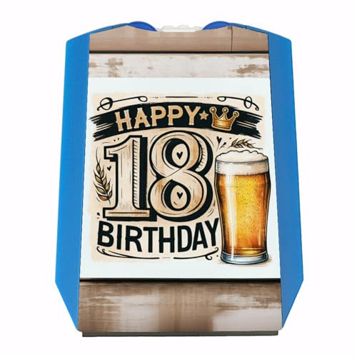 speecheese 18. Geburtstag Bier Parkscheibe mit Spruch Happy Birthday 18 rustikaler Hintergrund Feier Text Cheers Prost