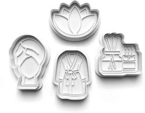 Cookie Cutters Set 4 PCS Ladies Spa Day Relaxation Birthday Cookie Stamp Cookie Cutter Mould Dough Fondant for Kid DIY Cookie Making
