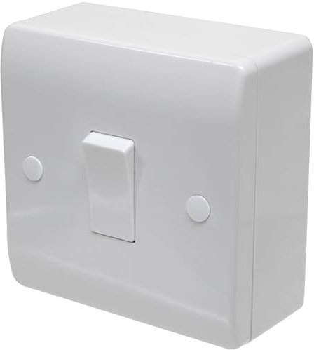 1 Gang 2-Way Light Switch with 25mm Pattress Surface Box - Rounded Edge