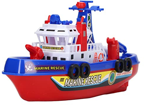 BSTCAR Feuerwehrboot Spielzeug mit Musik Sound Licht Wassersprühspielzeug Badespielzeug Elektrische Rettung Feuerwehrboot Spielzeug Lernspielzeug Geschenk Kinder