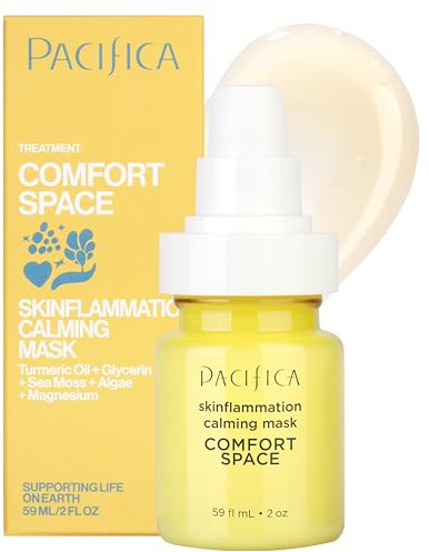 Pacifica Comfort Space Calming Face Mask for Sensitive Skin, Redness Relief Hydrating Facial Mask with Azelaic Acid & Turmeric, Soothes Irritation & Dryness, Vegan Skincare, 2 Fl Oz