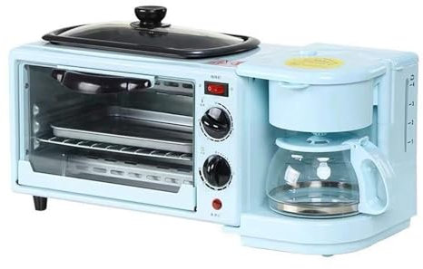 Breakfast Maker Station - 3 In 1 Multifunction Machine With Mini Toaster, Electric Oven, Frying Pan & Egg Sandwich Maker For Breakfasts