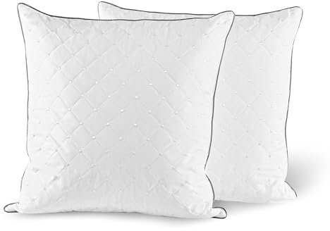 Deodar Almohadas 60x60 cm, 2 Piezas Cojines de Plumas y Plumón Almohada para Cama o Sofa con Exquisito Bordado, Funda 100% Algodón, Hipoalergénico, Lavable, Öko-Tex y RDS Certificada