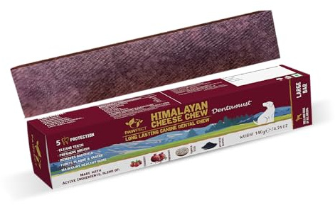 Pawfect Dentamust Himalayan Yak Cheese Chew with Cranberry & Pomegranate for Large Dogs-Long Lasting Dental Chews with Superfoods- 100% Natural, Multi Functional Dental Treat- Pack of 1 (140g/4.94oz)