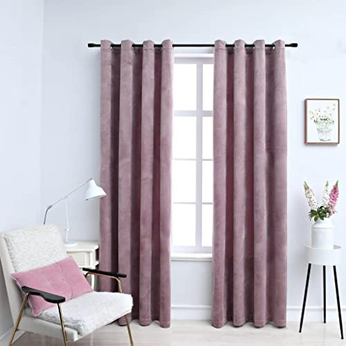 Homgoday Verdunkelungsvorhänge mit Ringen, 2 Stück, Altrosa aus Samt, 140 x 245 cm, Möbelrollo, Verdunkelungsrollo, Vorhang für Tageslicht, Innenrollo, Verdunkelungsvorhänge, Verdunkelungsvorhänge